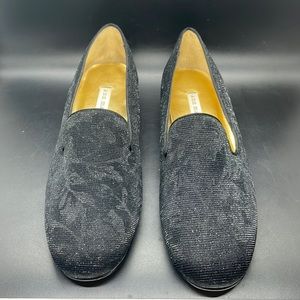 Vintage Ann Marino Black Slip-On Flats Jacquard  Loafers Size 9M